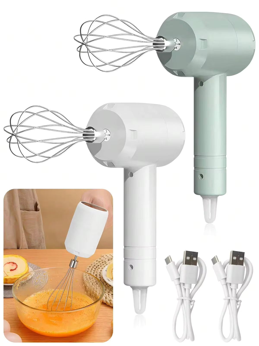 3-Speed Hand Mixer - USB Rechargeable, Wireless Design, Stainless Steel Dual Beaters, Essential For Baking & Cooking