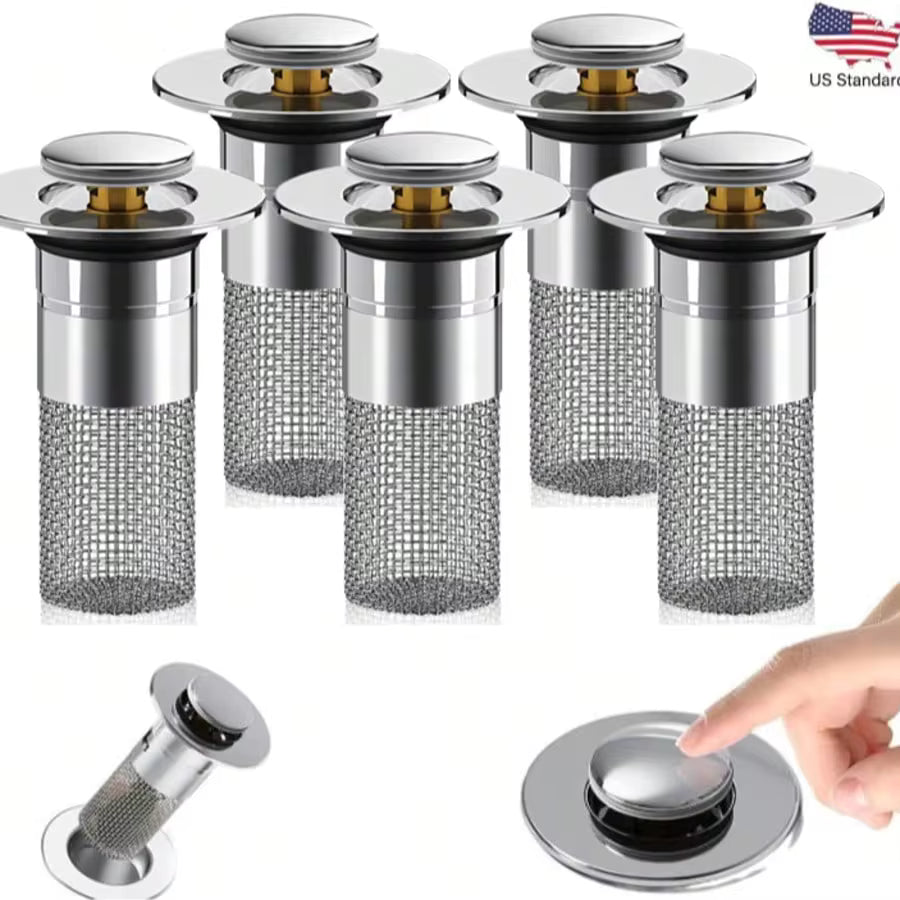 Bathroom Sink Drain Strainer, Pop Up Sink DrainStrain, Bathroom Sink Stopper With RemovableStainless Steel, Filter Basket Hair Catcher HairCatcher